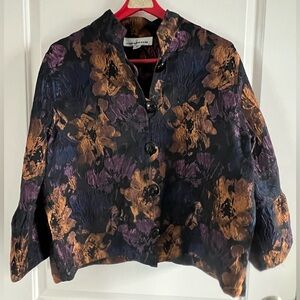 Caroline Rose Women's Moody Floral Brocade Jacket Blazer big buttons size M